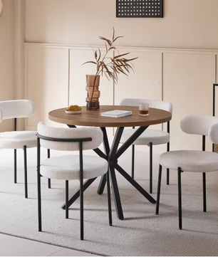 Set van 2 Scandinavische Eetkamerstoelen – Teddy Fluweel & Metalen Poten, Comfortabel en Modern