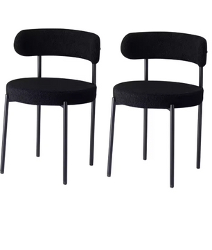 Set van 2 Scandinavische Eetkamerstoelen – Teddy Fluweel & Metalen Poten, Comfortabel en Modern