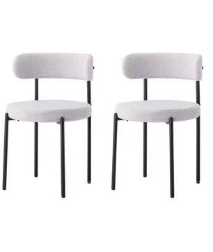 Set van 2 Scandinavische Eetkamerstoelen – Teddy Fluweel & Metalen Poten, Comfortabel en Modern