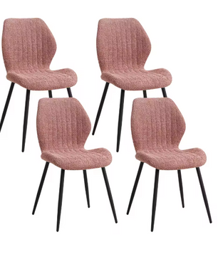 Set van 4 Moderne Eetkamerstoelen – Gewatteerde Zitting & Metalen Poten