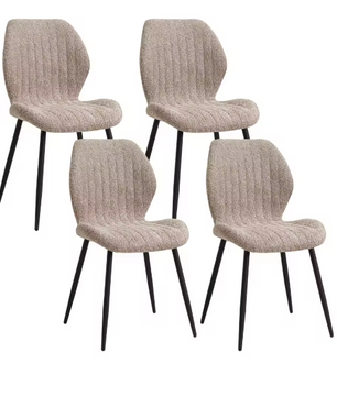 Set van 4 Moderne Eetkamerstoelen – Gewatteerde Zitting & Metalen Poten
