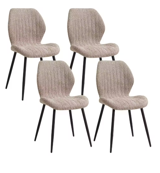 Set van 4 Moderne Eetkamerstoelen – Gewatteerde Zitting & Metalen Poten