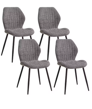 Set van 4 Moderne Eetkamerstoelen – Gewatteerde Zitting & Metalen Poten