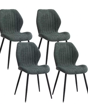 Set van 4 Moderne Eetkamerstoelen – Gewatteerde Zitting & Metalen Poten