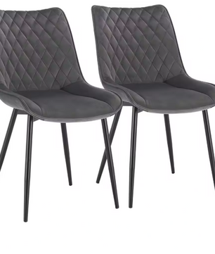 Set van 2 Eetkamerstoelen – Kunstleer met Rugleuning & Metalen Poten