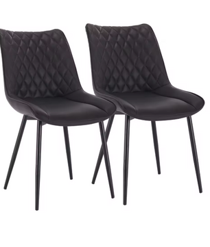 Set van 2 Eetkamerstoelen – Kunstleer met Rugleuning & Metalen Poten
