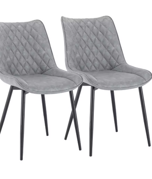 Set van 2 Eetkamerstoelen – Kunstleer met Rugleuning & Metalen Poten