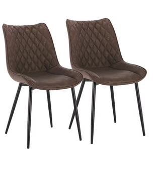 Set van 2 Eetkamerstoelen – Kunstleer met Rugleuning & Metalen Poten