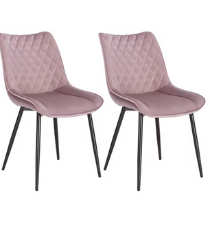 Set van 2 Eetkamerstoelen – Kunstleer met Rugleuning & Metalen Poten