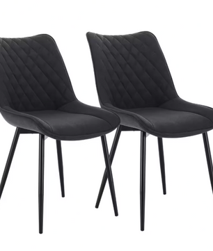 Set van 2 Eetkamerstoelen – Kunstleer met Rugleuning & Metalen Poten