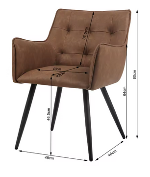 Set van 2 Fluwelen Eetkamerstoelen – Met Armleuningen & Metalen Poten