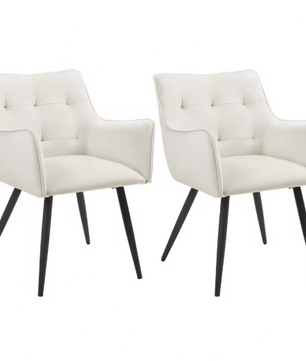 Set van 2 Fluwelen Eetkamerstoelen – Met Armleuningen & Metalen Poten