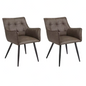 Set van 2 Fluwelen Eetkamerstoelen – Met Armleuningen & Metalen Poten
