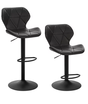 Set van 2 Retro Barkrukken – Verstelbare Kunstleren Barstoelen met Rugleuning
