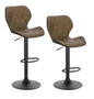 Set van 2 Retro Barkrukken – Verstelbare Kunstleren Barstoelen met Rugleuning
