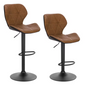 Set van 2 Retro Barkrukken – Verstelbare Kunstleren Barstoelen met Rugleuning