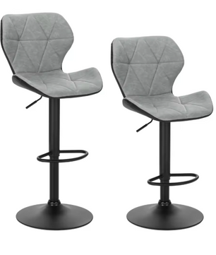 Set van 2 Retro Barkrukken – Verstelbare Kunstleren Barstoelen met Rugleuning