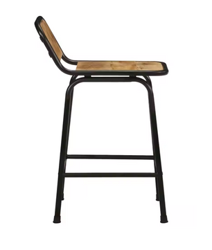 Set van 2 Mangohouten Barkrukken – Massief Hout & Metalen Poten, 70 cm Hoog
