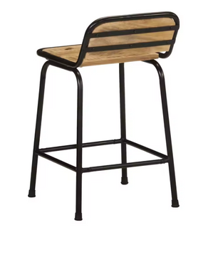 Set van 2 Mangohouten Barkrukken – Massief Hout & Metalen Poten, 70 cm Hoog