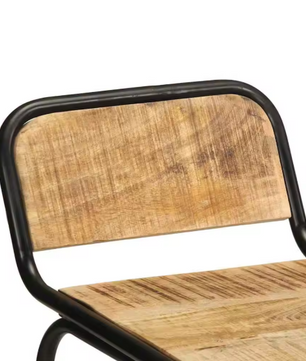 Set van 2 Mangohouten Barkrukken – Massief Hout & Metalen Poten, 70 cm Hoog