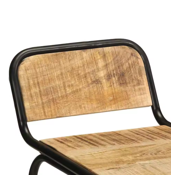 Set van 2 Mangohouten Barkrukken – Massief Hout & Metalen Poten, 70 cm Hoog