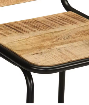 Set van 2 Mangohouten Barkrukken – Massief Hout & Metalen Poten, 70 cm Hoog