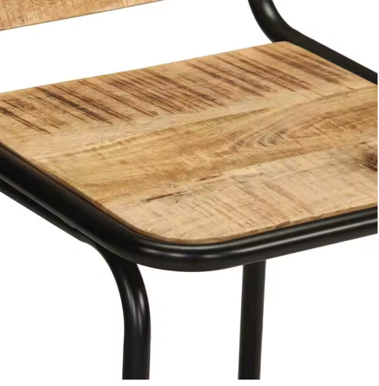 Set van 2 Mangohouten Barkrukken – Massief Hout & Metalen Poten, 70 cm Hoog