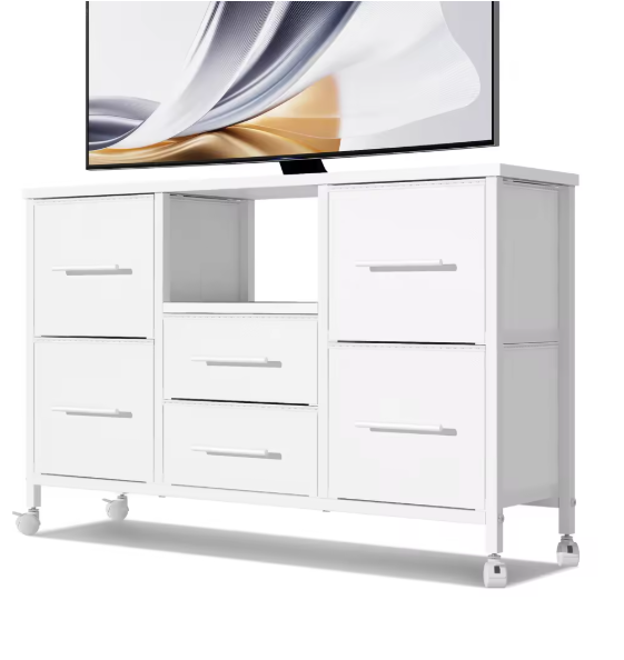 Ladekast met 6 Stoffen Laden – Dressoir op Wielen & TV-Meubel, Modern en Praktisch