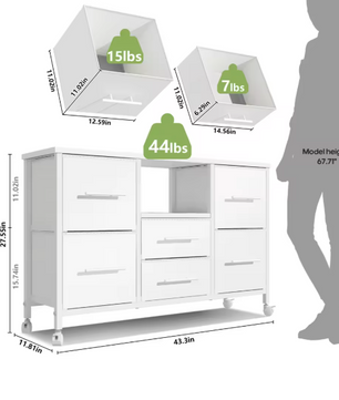 Ladekast met 6 Stoffen Laden – Dressoir op Wielen & TV-Meubel, Modern en Praktisch