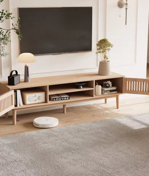 TV-Meubel 150 cm – Houten Kast met Deuren & Planken, Ademend Design