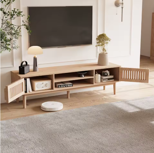 TV-Meubel 150 cm – Houten Kast met Deuren & Planken, Ademend Design