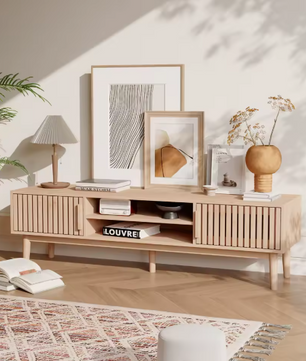 TV-Meubel 150 cm – Houten Kast met Deuren & Planken, Ademend Design