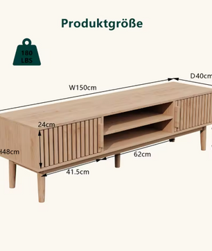 TV-Meubel 150 cm – Houten Kast met Deuren & Planken, Ademend Design