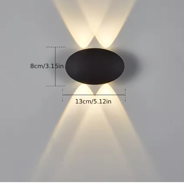 Ovale LED Wandlamp – IP65 Waterdichte Buiten- & Binnenverlichting 4W Warm Licht