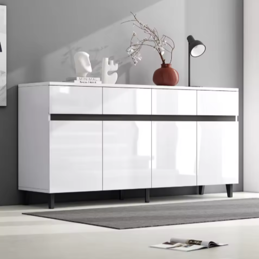 Hoogglans Dressoir met 4 Lades & 2 Deuren – Modern Opbergmeubel 160 cm