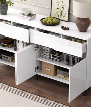 Hoogglans Dressoir met 4 Lades & 2 Deuren – Modern Opbergmeubel 160 cm
