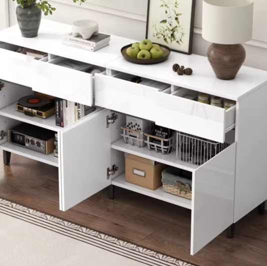 Hoogglans Dressoir met 4 Lades & 2 Deuren – Modern Opbergmeubel 160 cm