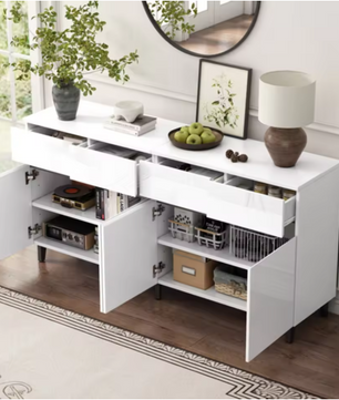 Hoogglans Dressoir met 4 Lades & 2 Deuren – Modern Opbergmeubel 160 cm