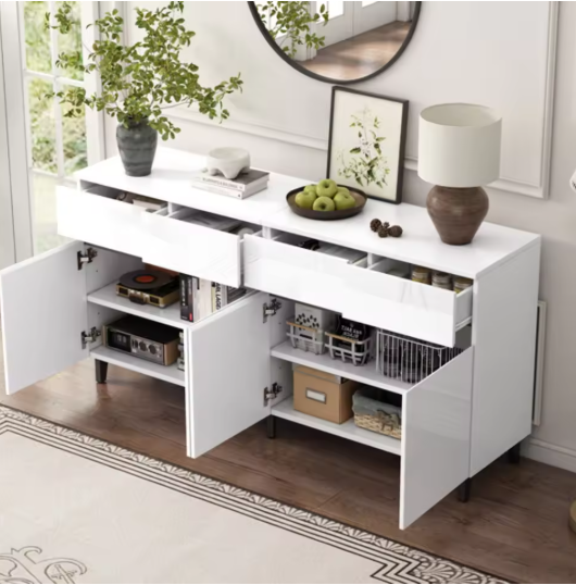 Hoogglans Dressoir met 4 Lades & 2 Deuren – Modern Opbergmeubel 160 cm
