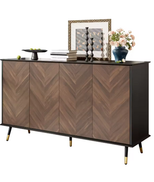 Modern Dressoir met Vispatroon – 4 Deuren & Opbergruimte 140 cm