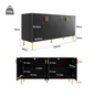 Modern Dressoir met Gouden Handgrepen – 2 Deuren & Lades 152 cm
