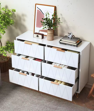 Witte Ladekast met 6 Lades – Moderne Opbergkast 100 cm