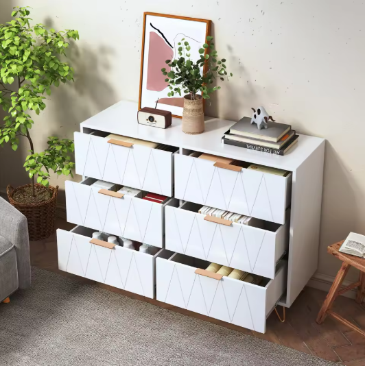Witte Ladekast met 6 Lades – Moderne Opbergkast 100 cm
