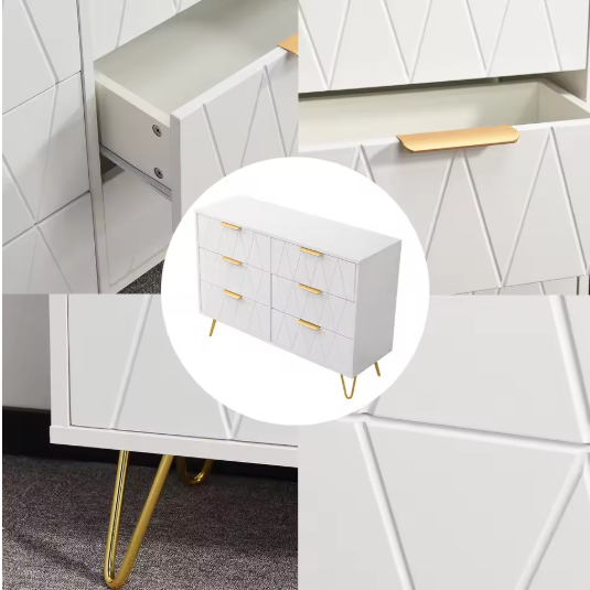 Witte Ladekast met 6 Lades – Moderne Opbergkast 100 cm