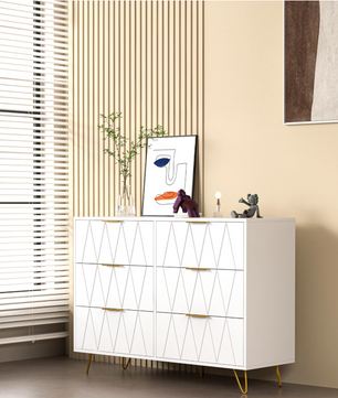 Witte Ladekast met 6 Lades – Moderne Opbergkast 100 cm