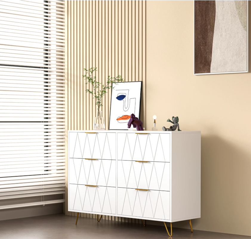 Witte Ladekast met 6 Lades – Moderne Opbergkast 100 cm