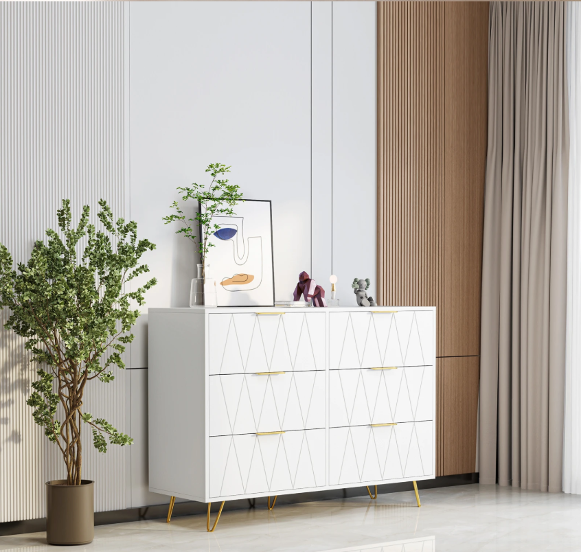 Witte Ladekast met 6 Lades – Moderne Opbergkast 100 cm