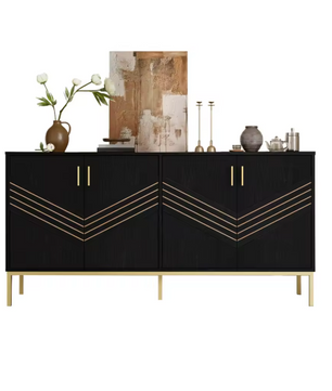 Zwart Dressoir met 4 Deuren – Moderne Opbergkast 160 cm