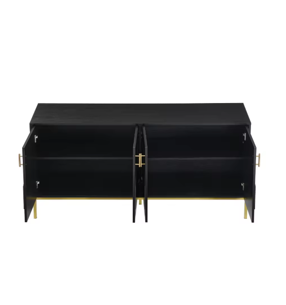 Zwart Dressoir met 4 Deuren – Moderne Opbergkast 160 cm