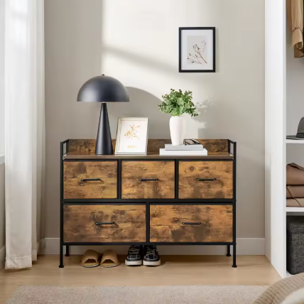 Dressoir met 5 Stoffen Lades – Opbergkast voor Slaapkamer & Woonkamer